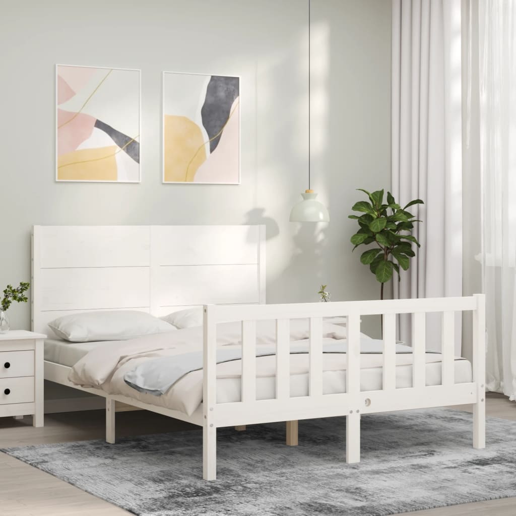 Vetonek Estructura de cama sin colchón madera de pino blanca 140x190 cm