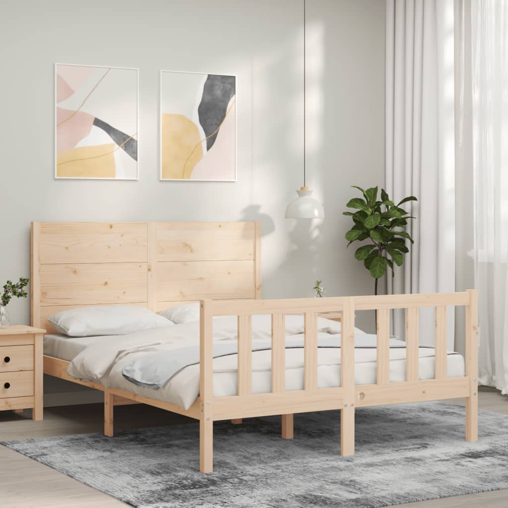 Vetonek Estructura de cama sin colchón madera de pino blanca 140x200 cm