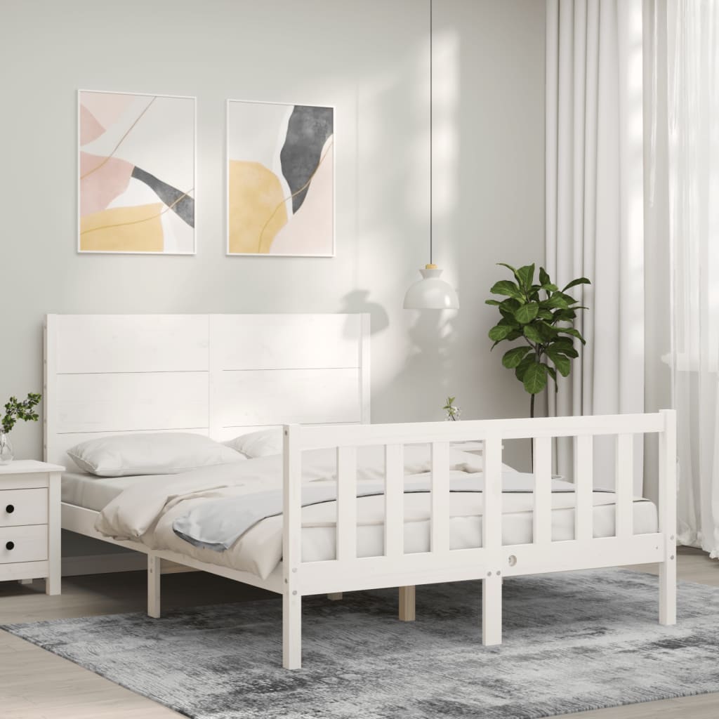 Vetonek Estructura de cama sin colchón madera de pino blanca 140x200 cm