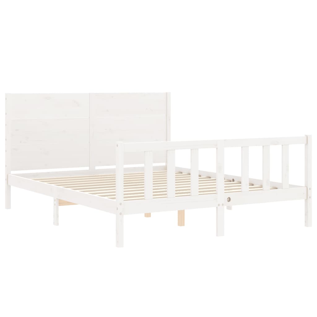 Estructura de cama matrimonio con cabecero madera maciza blanco vidaXL