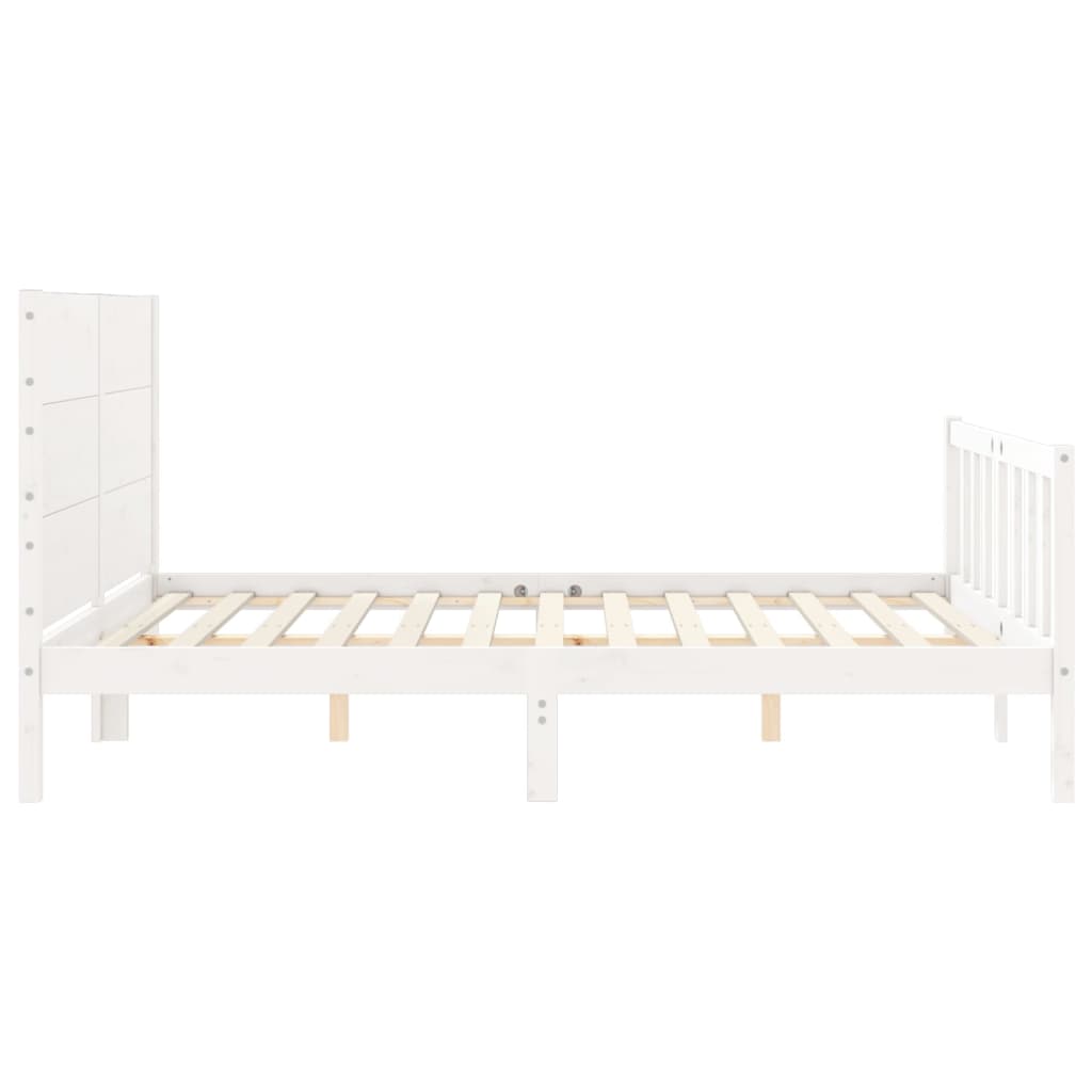 Estructura de cama matrimonio con cabecero madera maciza blanco vidaXL