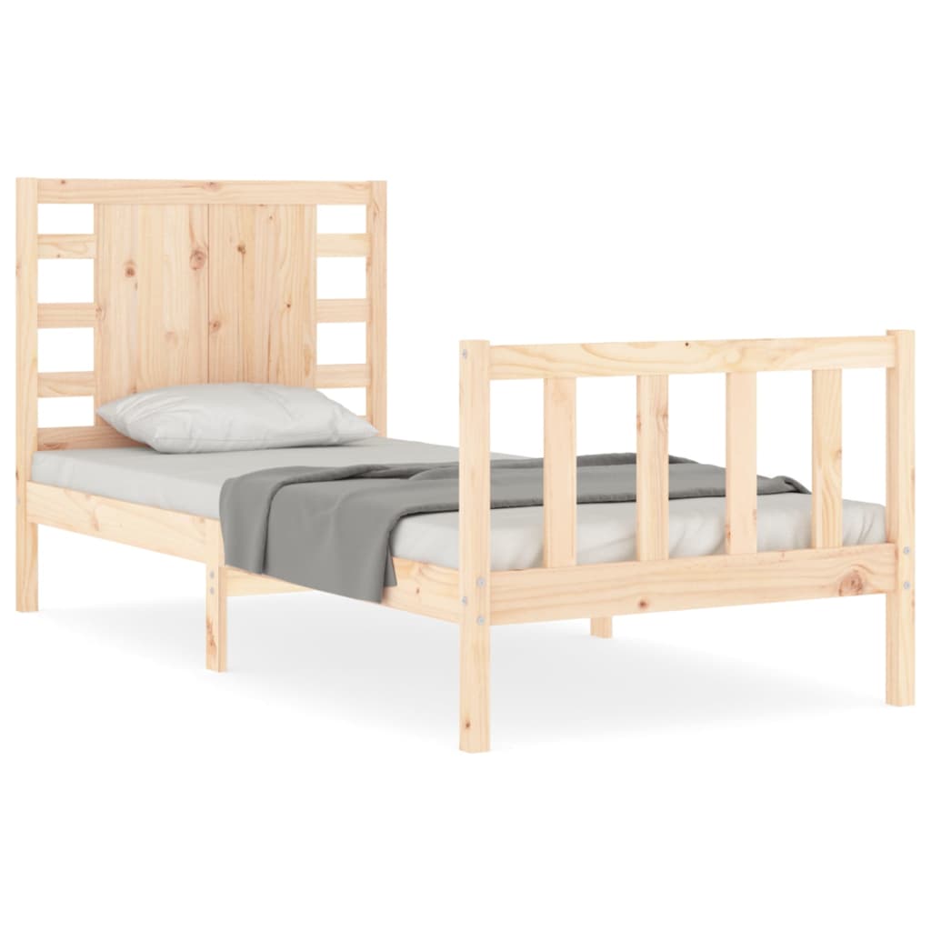 Estructura de cama individual con cabecero madera maciza vidaXL