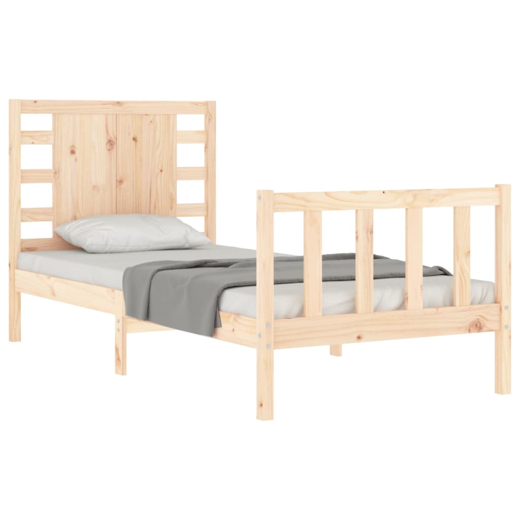 Estructura de cama individual con cabecero madera maciza vidaXL