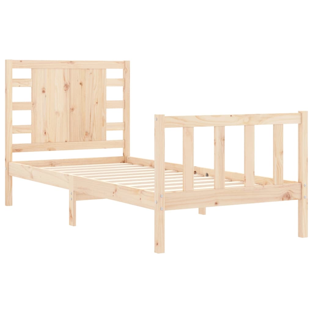 Estructura de cama individual con cabecero madera maciza vidaXL