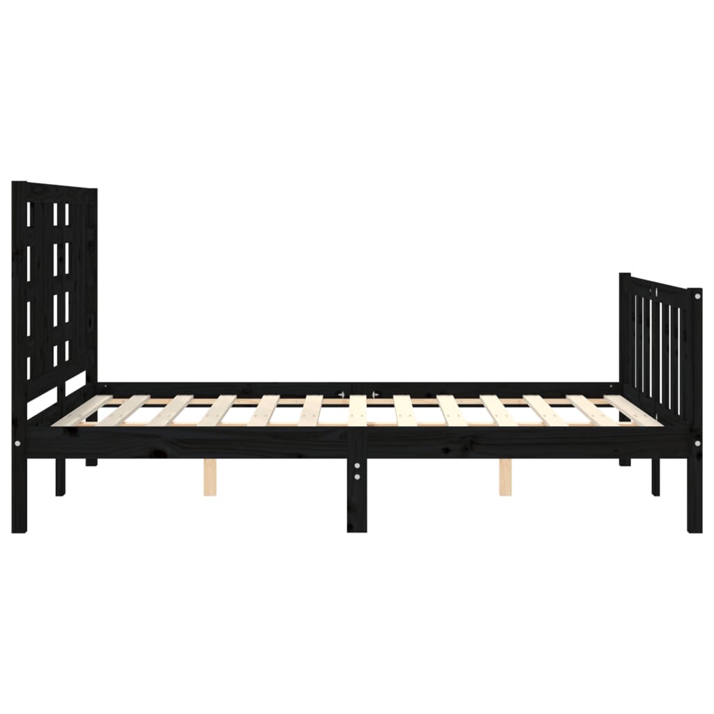 Estructura cama de matrimonio con cabecero madera maciza negro vidaXL