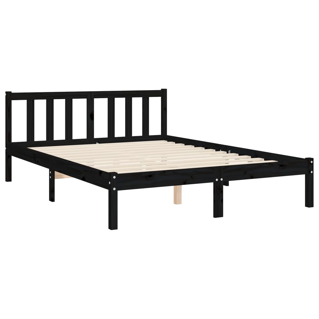 Estructura cama de matrimonio con cabecero madera maciza negro vidaXL