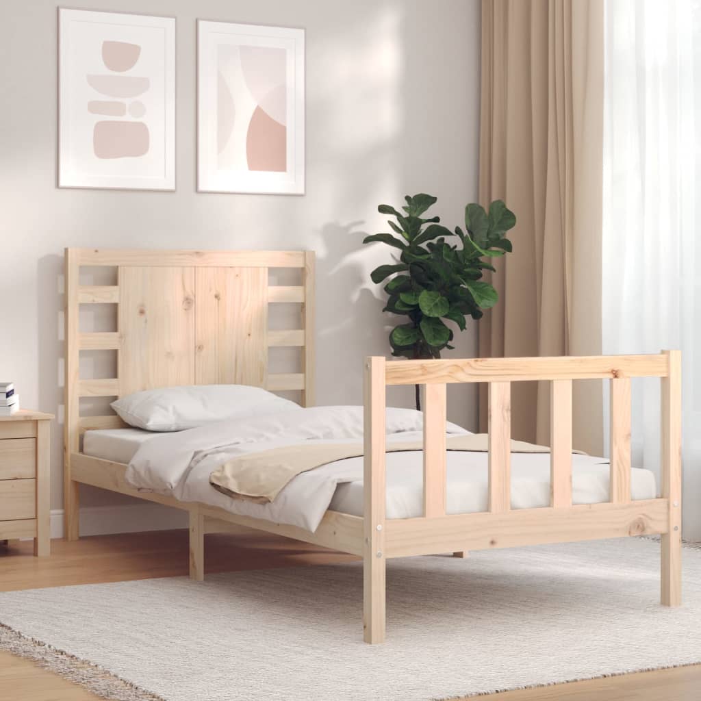 Vetonek Estructura de cama sin colchón madera maciza de pino 90x200 cm