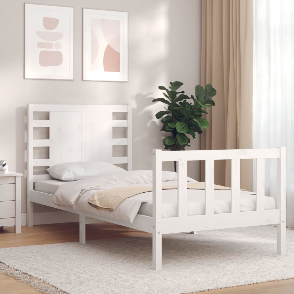 Vetonek Estructura de cama sin colchón madera de pino blanca 90x200 cm