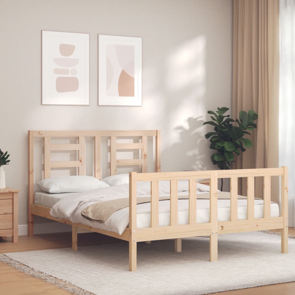 Vetonek Estructura de cama sin colchón madera maciza de pino 140x190 cm