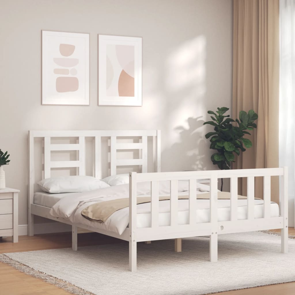 Vetonek Estructura de cama sin colchón madera de pino blanca 140x190 cm