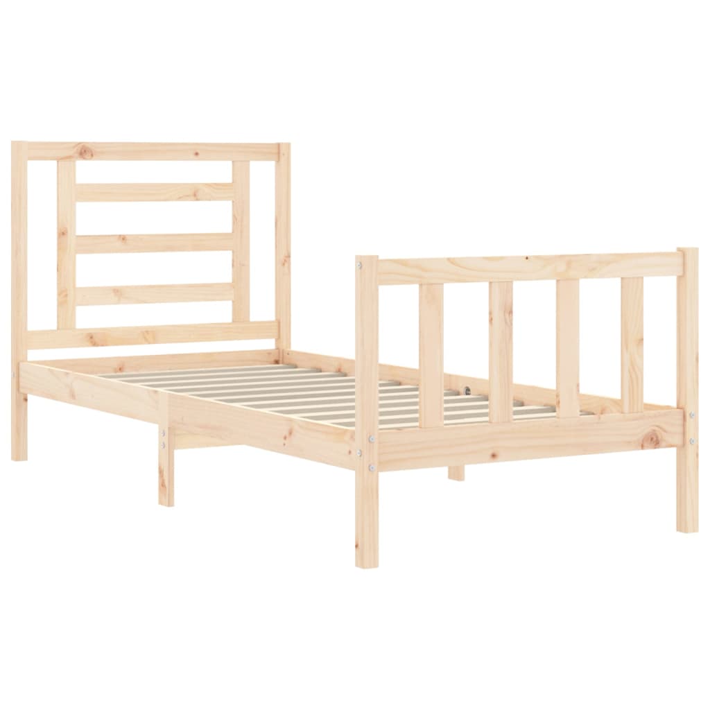 Estructura de cama sin colchón madera maciza de pino 90x200 cm v0368 - Vetonek