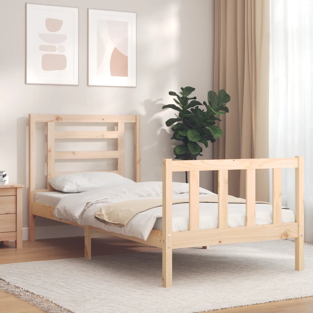 Estructura de cama sin colchón madera maciza de pino 90x200 cm v0368 Vetonek