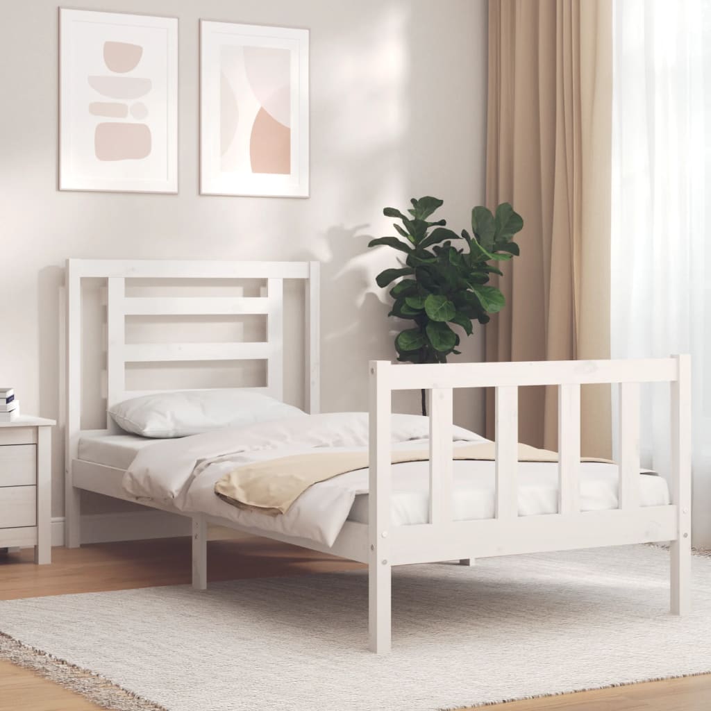 Vetonek Estructura de cama sin colchón madera de pino blanca 90x200 cm