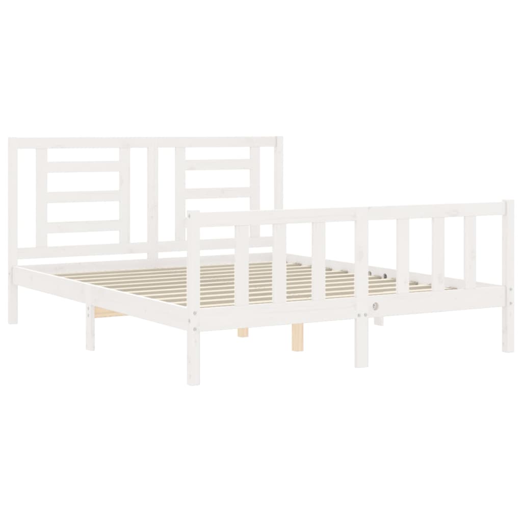 Estructura de cama matrimonio con cabecero madera maciza blanco vidaXL