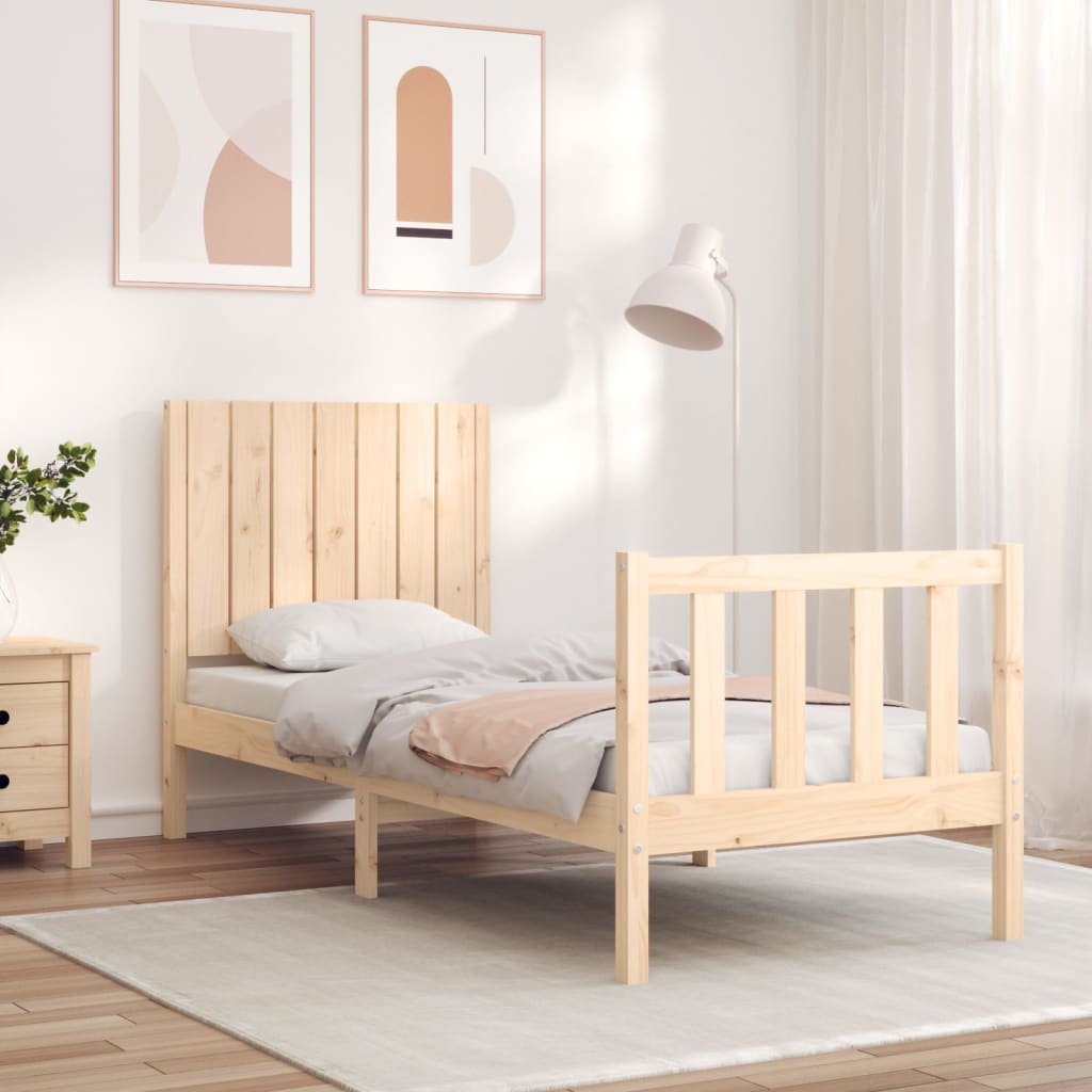 Vetonek Estructura de cama individual con cabecero madera maciza