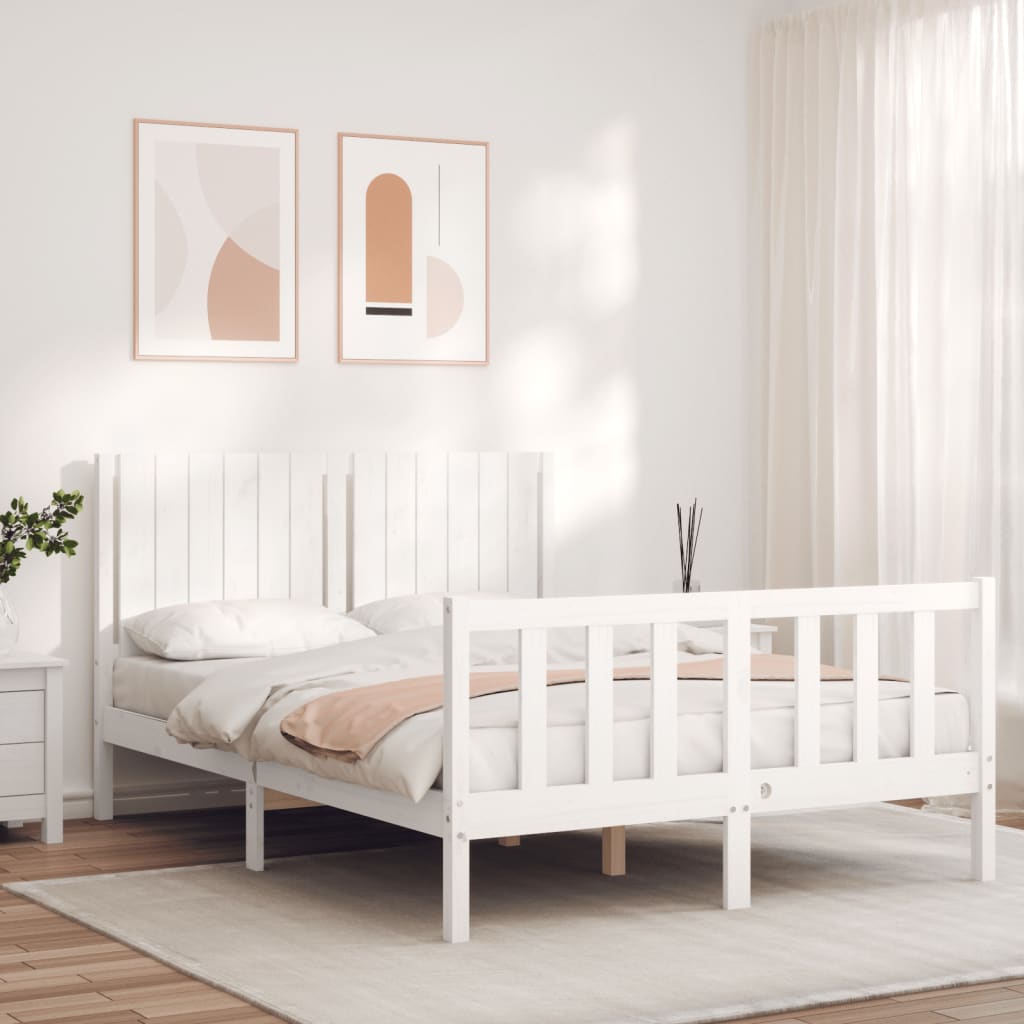 Vetonek Estructura de cama sin colchón madera de pino blanca 140x190 cm