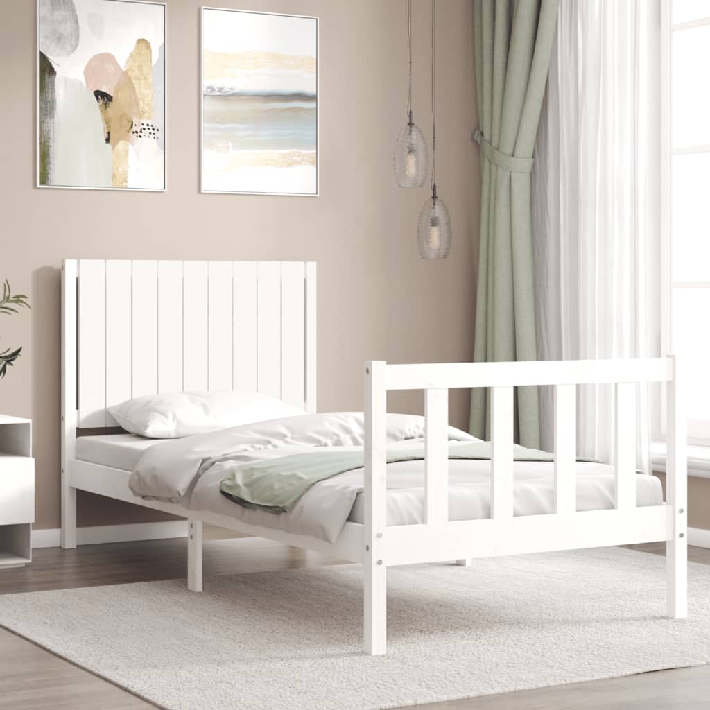 Vetonek Estructura de cama sin colchón madera de pino blanca 90x200 cm