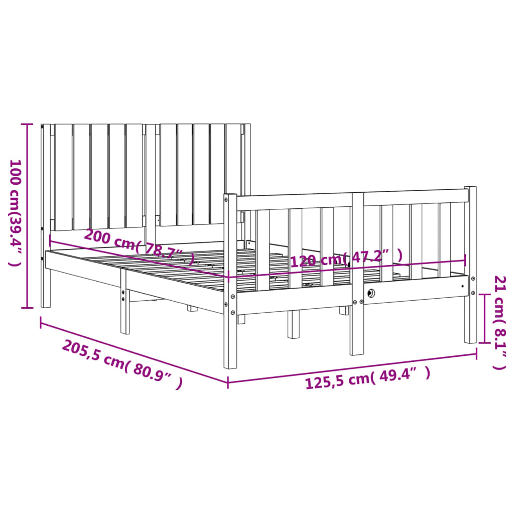 Estructura de cama sin colchón madera de pino blanca 120x200 cm vidaXL