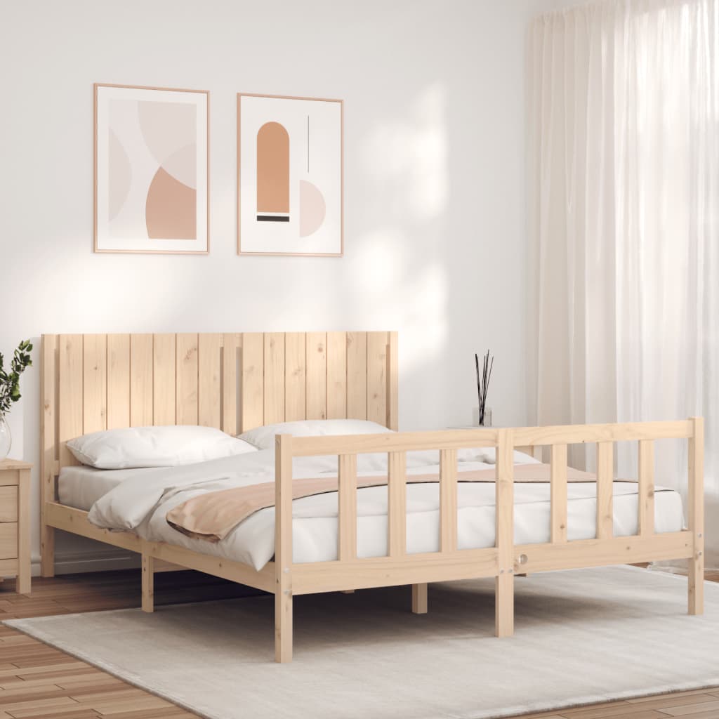 Vetonek Estructura de cama sin colchón madera maciza de pino 160x200 cm