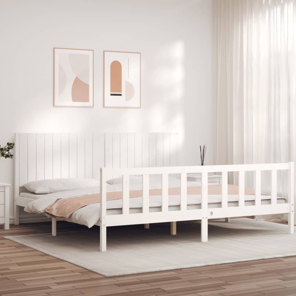 Vetonek Estructura de cama sin colchón madera maciza blanca 200x200 cm