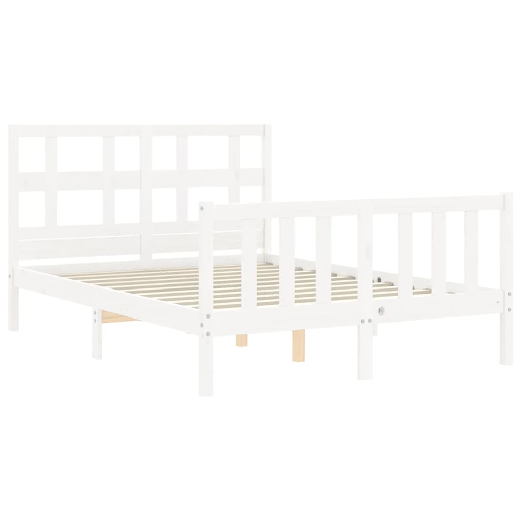 Estructura cama de matrimonio con cabecero madera maciza blanco vidaXL