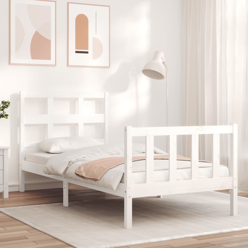 Vetonek Estructura de cama sin colchón madera de pino blanca 90x200 cm