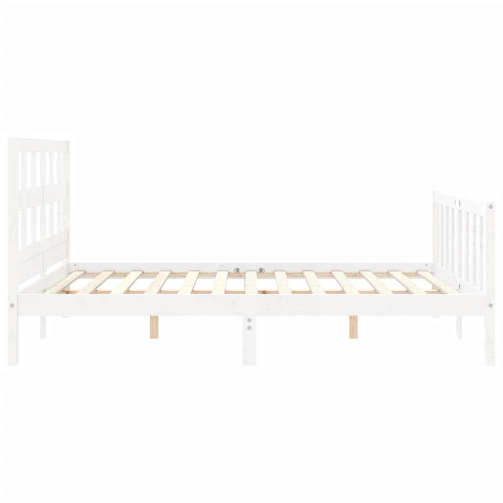 Estructura de cama matrimonio con cabecero madera maciza blanco vidaXL