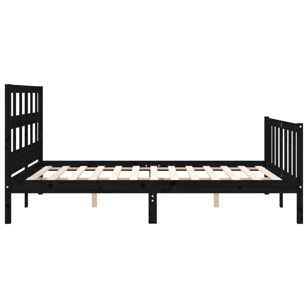 Estructura cama de matrimonio con cabecero madera maciza negro vidaXL