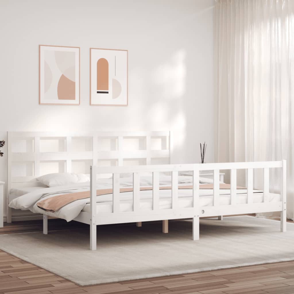 Vetonek Estructura de cama sin colchón madera maciza blanca 200x200 cm