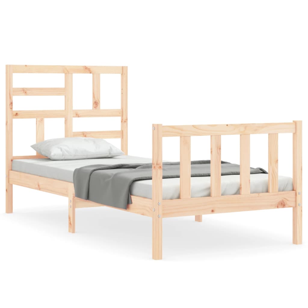 Estructura de cama individual con cabecero madera maciza vidaXL