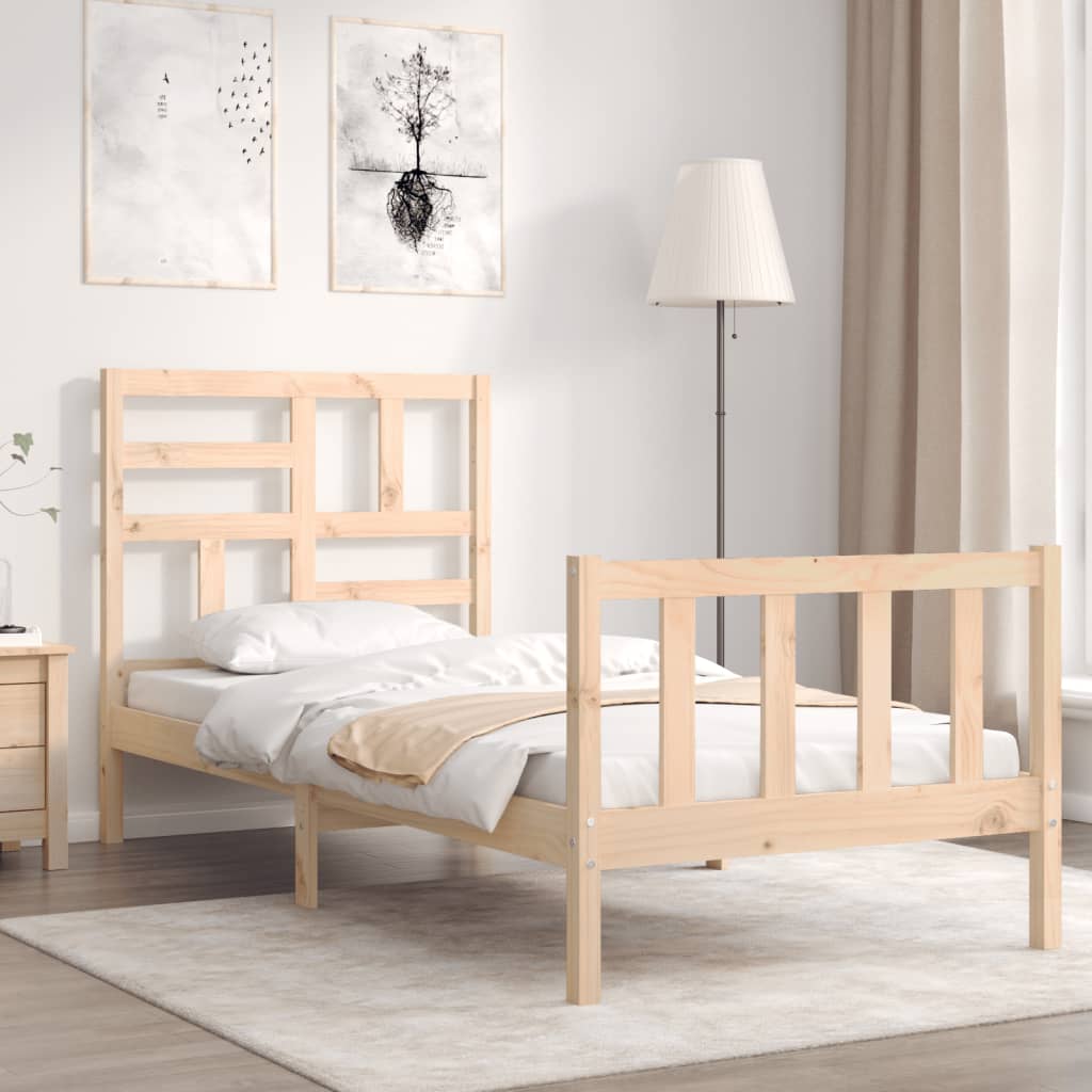 Vetonek Estructura de cama individual con cabecero madera maciza