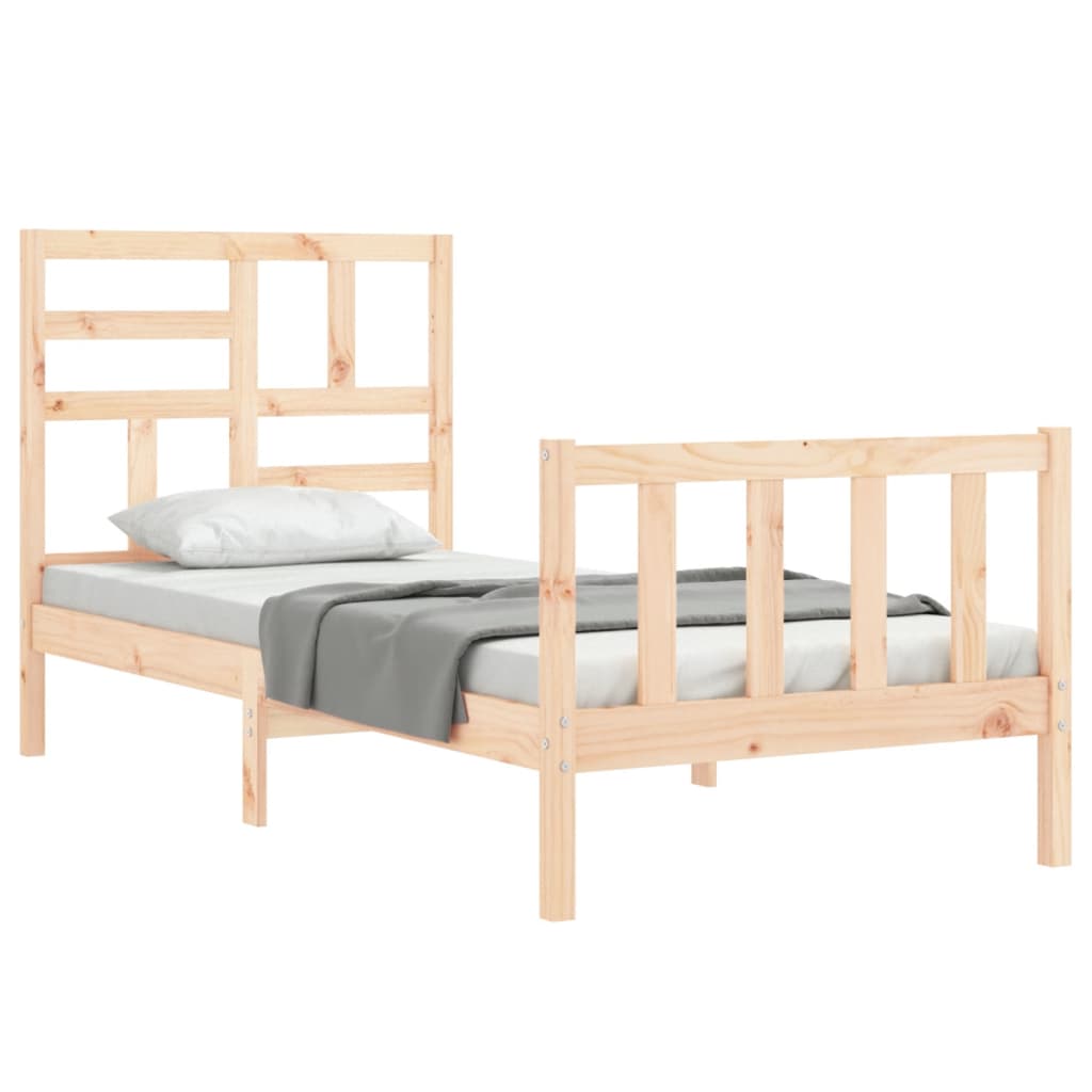 Estructura de cama individual con cabecero madera maciza vidaXL