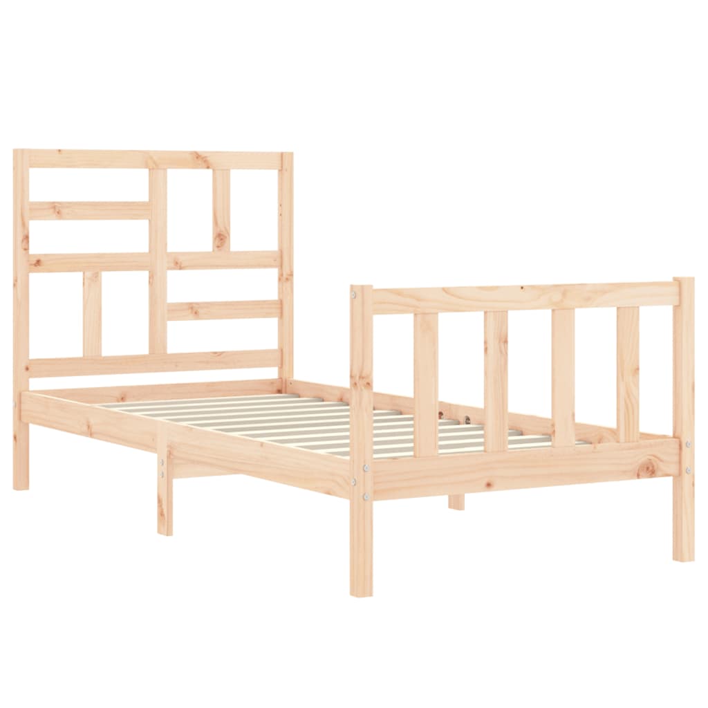 Estructura de cama individual con cabecero madera maciza vidaXL