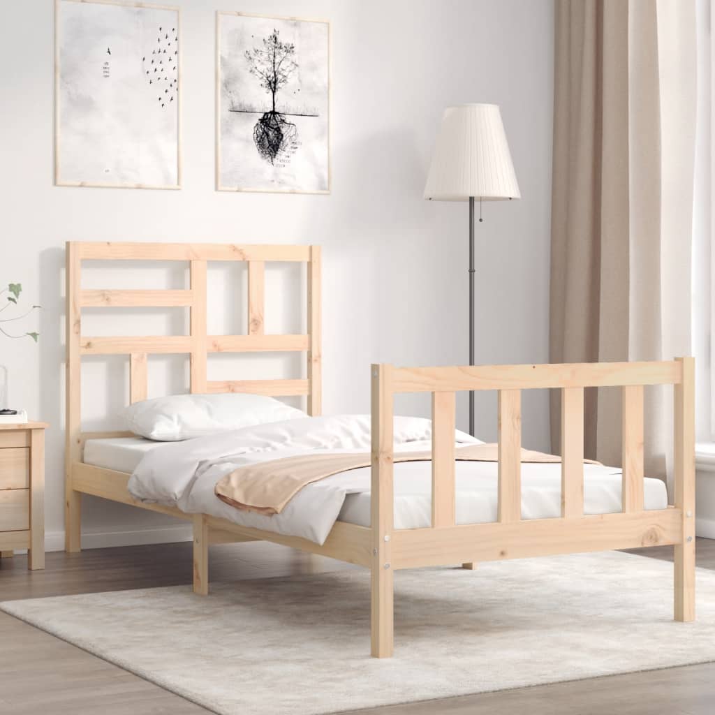 Vetonek Estructura de cama sin colchón madera maciza de pino 90x200 cm