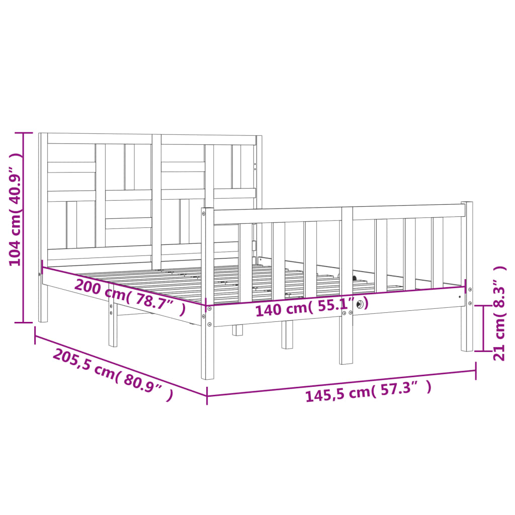 Estructura de cama sin colchón madera de pino blanca 140x200 cm vidaXL