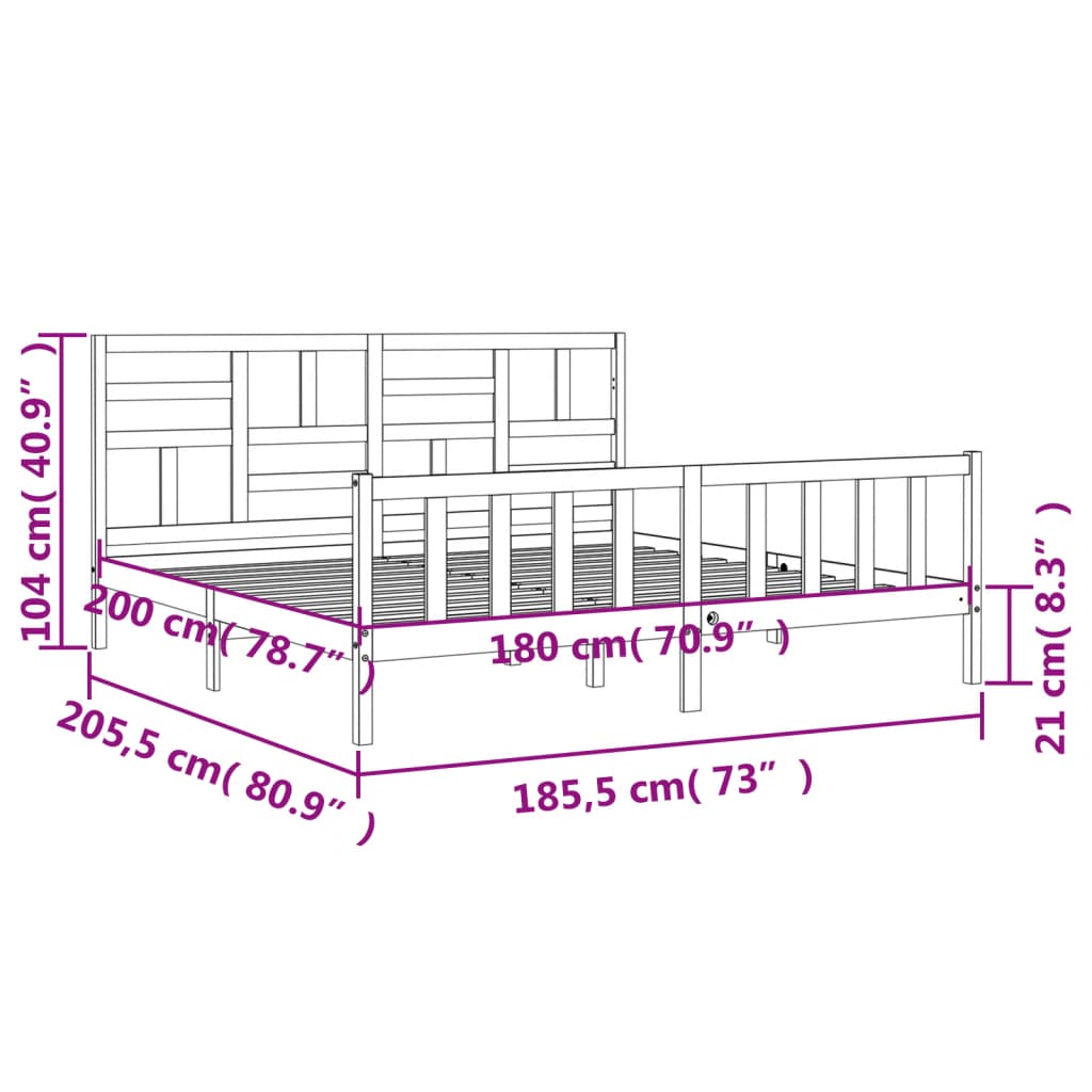 Estructura cama de matrimonio con cabecero madera maciza negro vidaXL