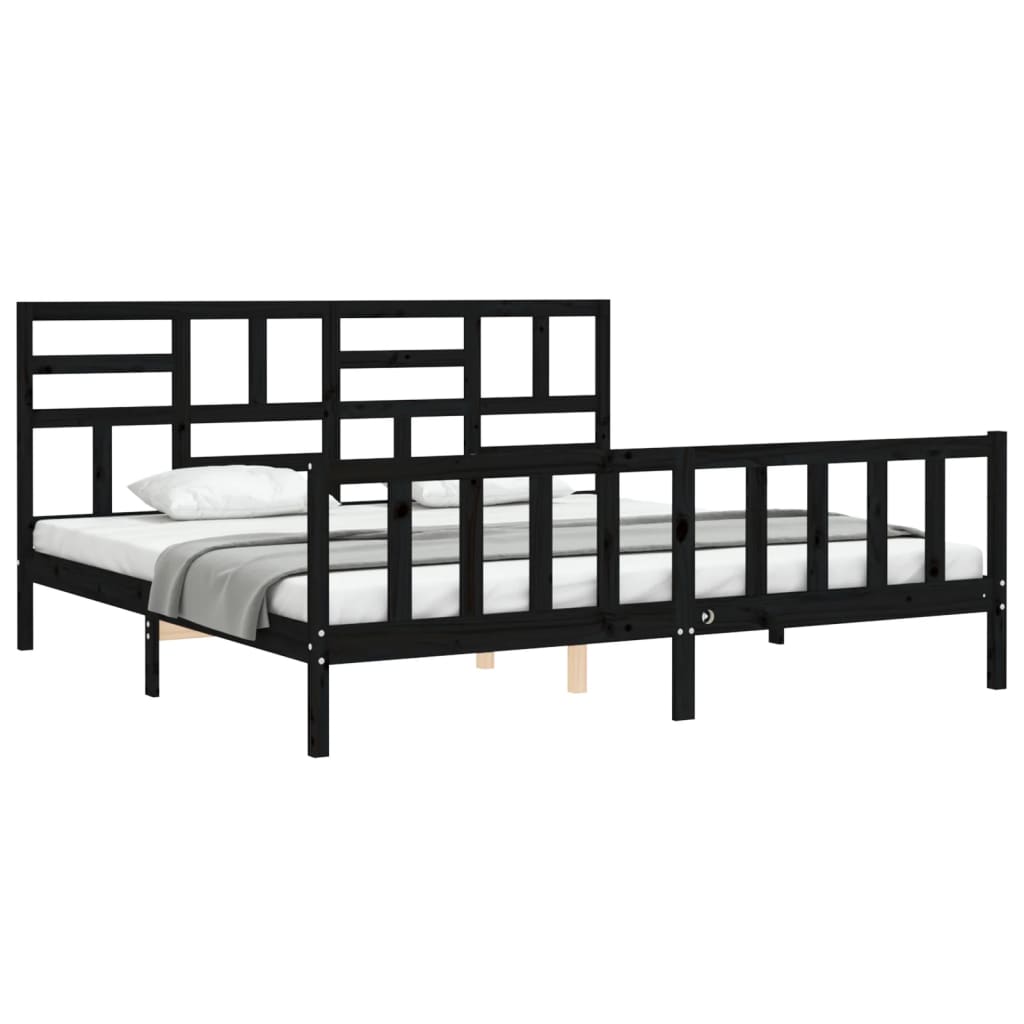 Estructura cama de matrimonio con cabecero madera maciza negro vidaXL