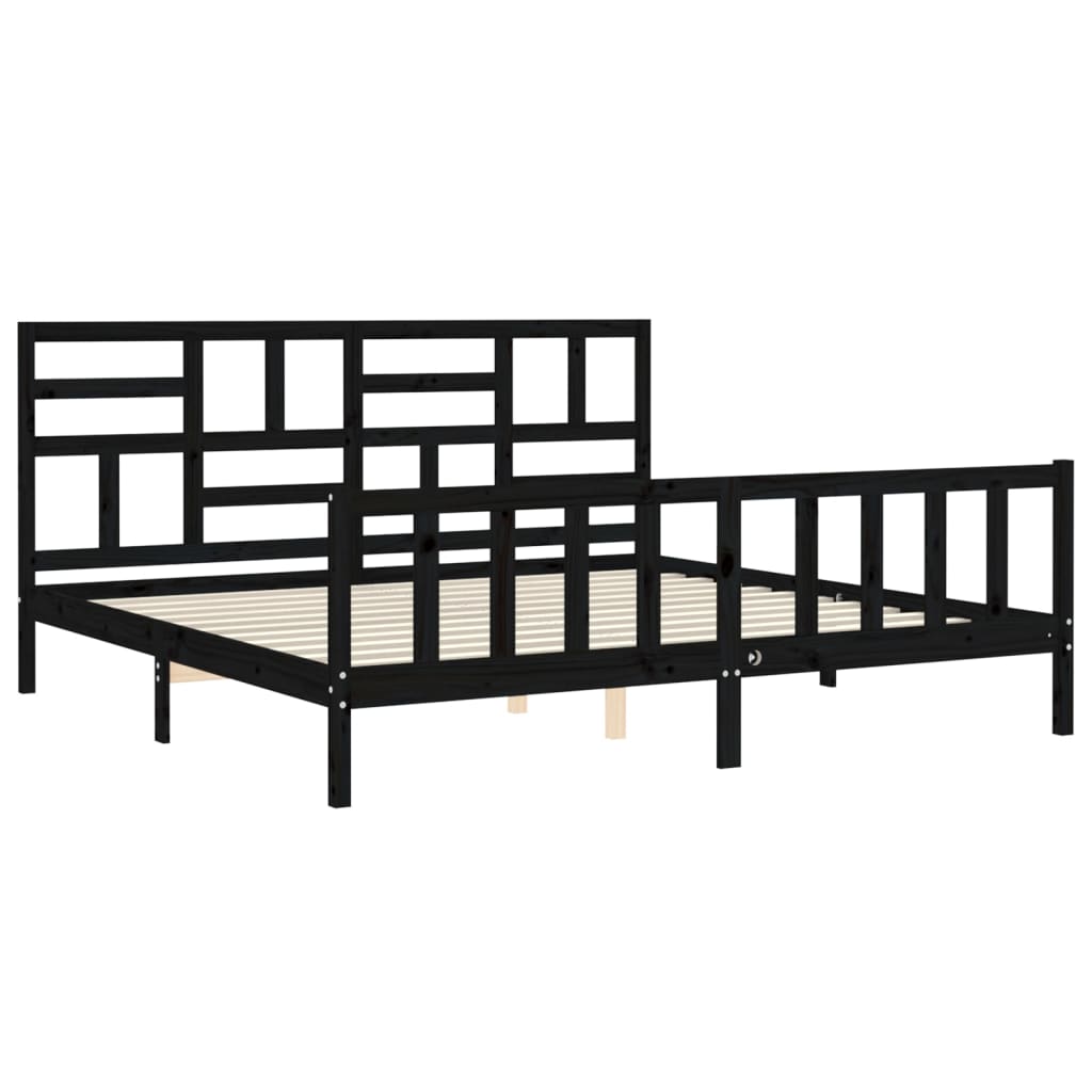 Estructura cama de matrimonio con cabecero madera maciza negro vidaXL