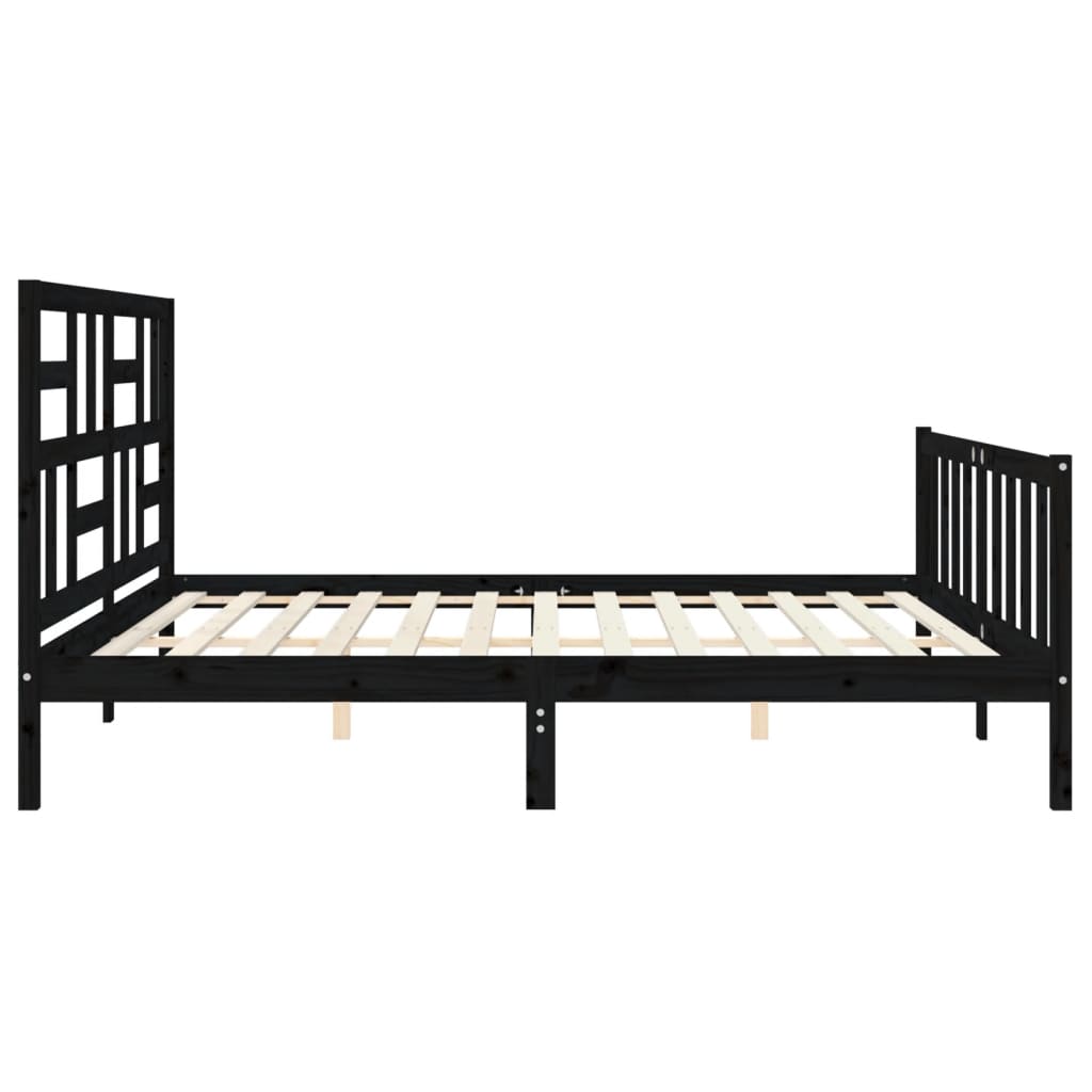 Estructura cama de matrimonio con cabecero madera maciza negro vidaXL