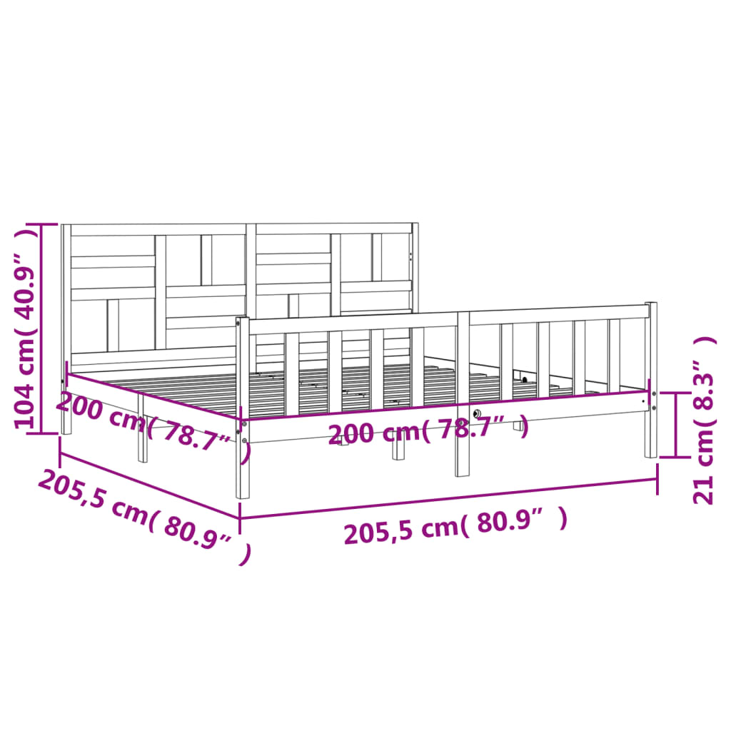 Estructura de cama sin colchón madera maciza blanca 200x200 cm vidaXL