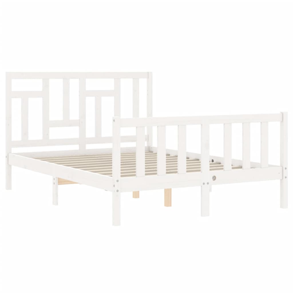 Estructura cama de matrimonio con cabecero madera maciza blanco vidaXL