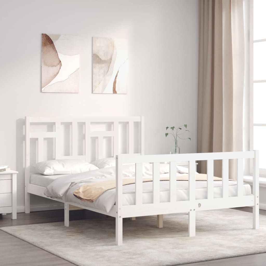 Vetonek Estructura de cama sin colchón madera de pino blanca 140x190 cm