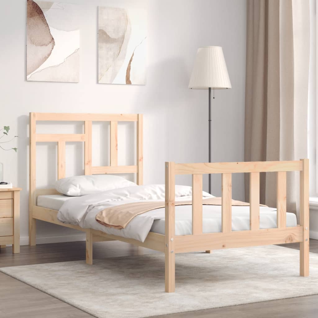 Vetonek Estructura de cama sin colchón madera maciza de pino 90x200 cm