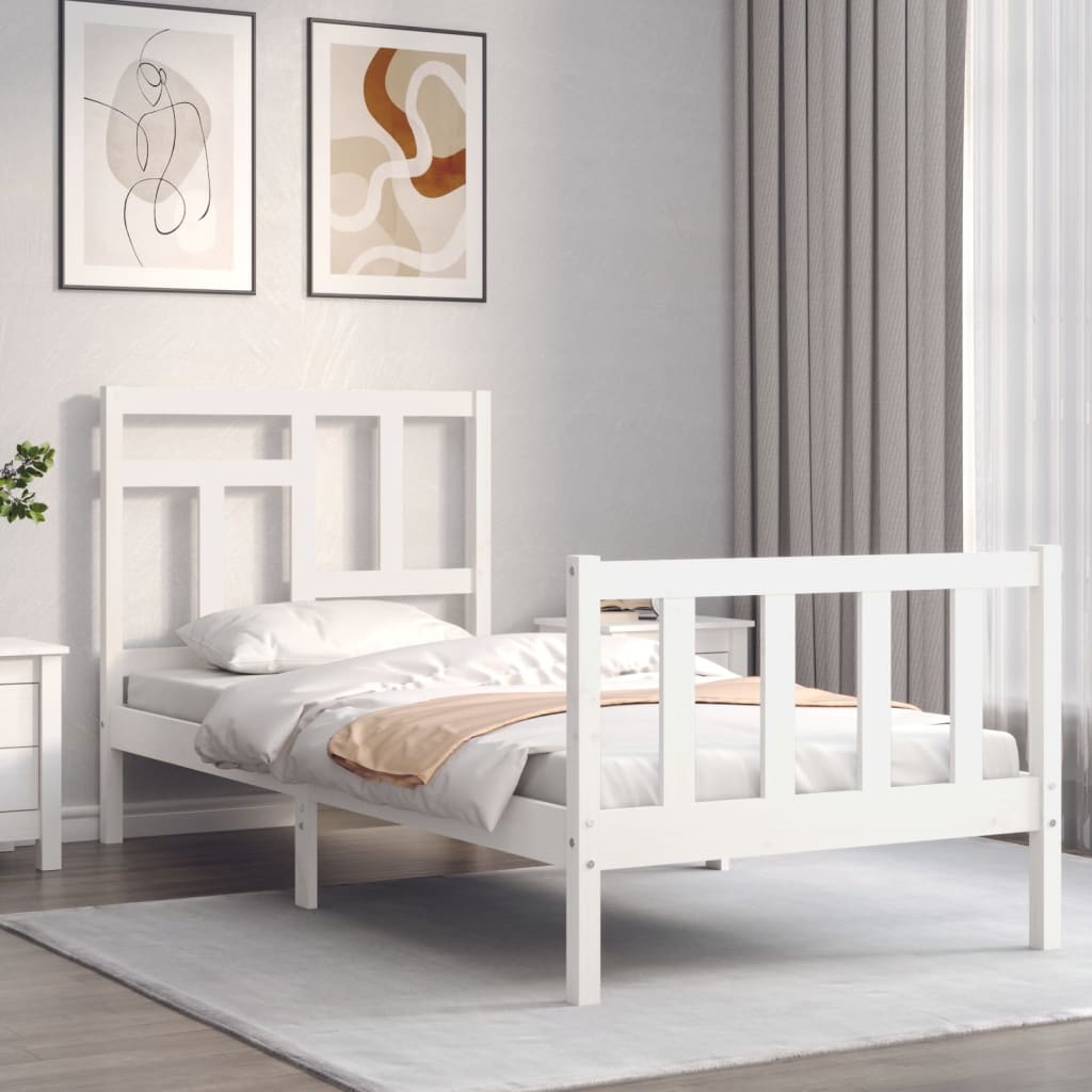 Estructura de cama sin colchón madera de pino blanca 90x200 cm - Vetonek