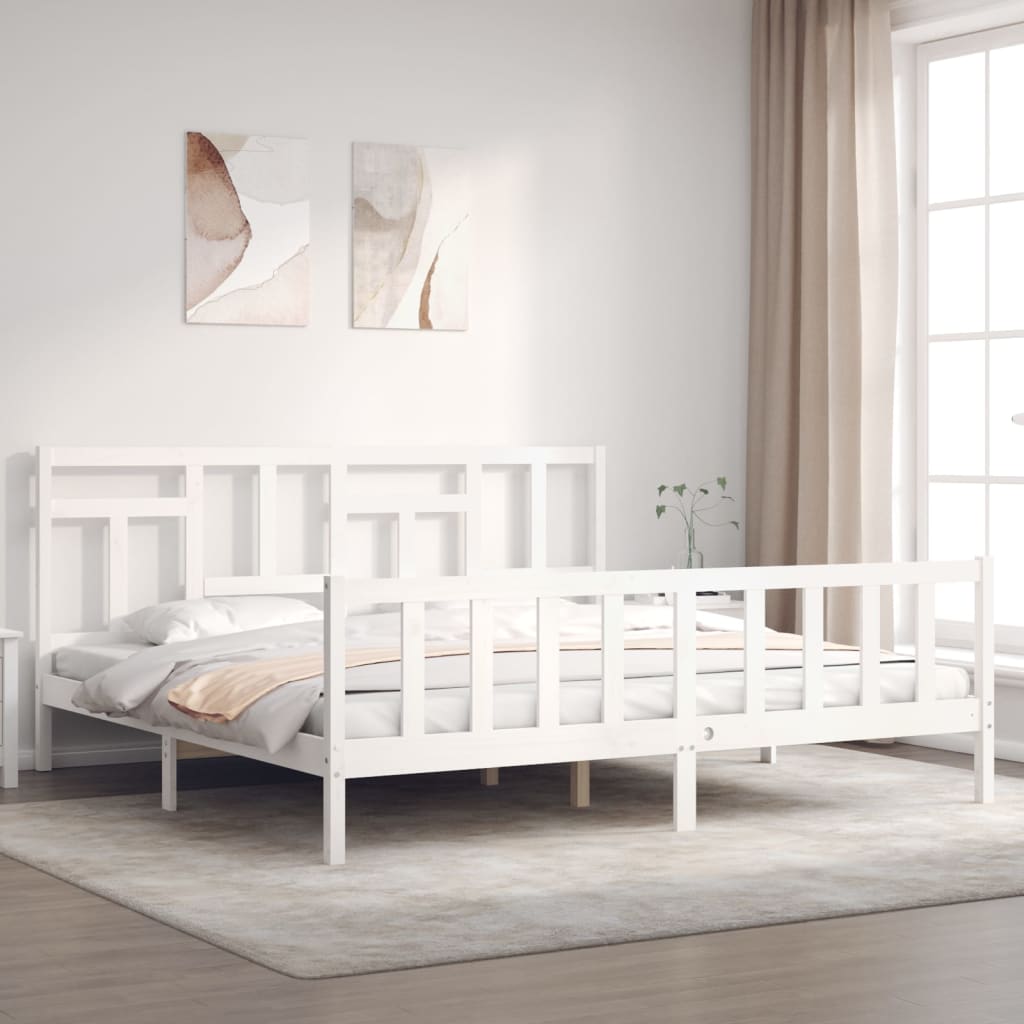 Vetonek Estructura de cama sin colchón madera maciza blanca 200x200 cm