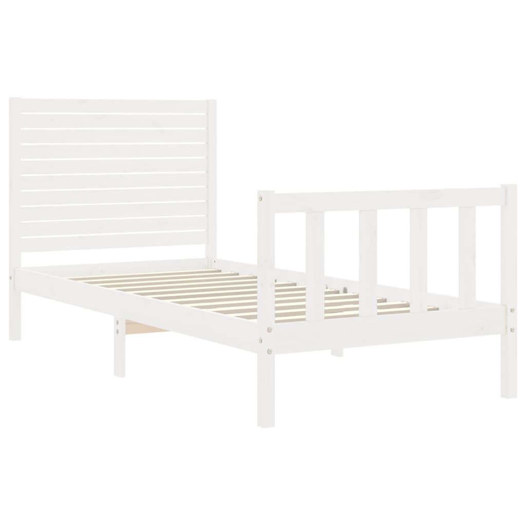 Estructura de cama individual con cabecero madera maciza blanco vidaXL