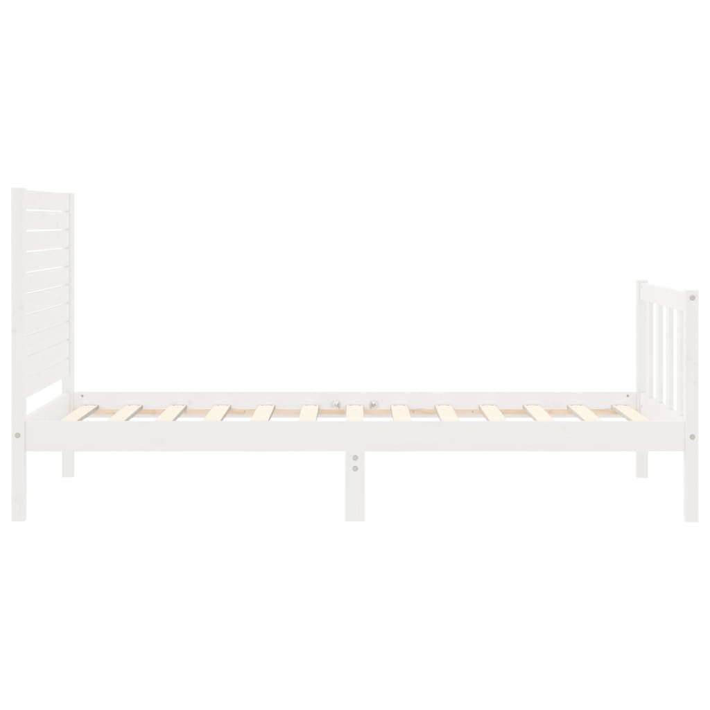 Estructura de cama individual con cabecero madera maciza blanco vidaXL