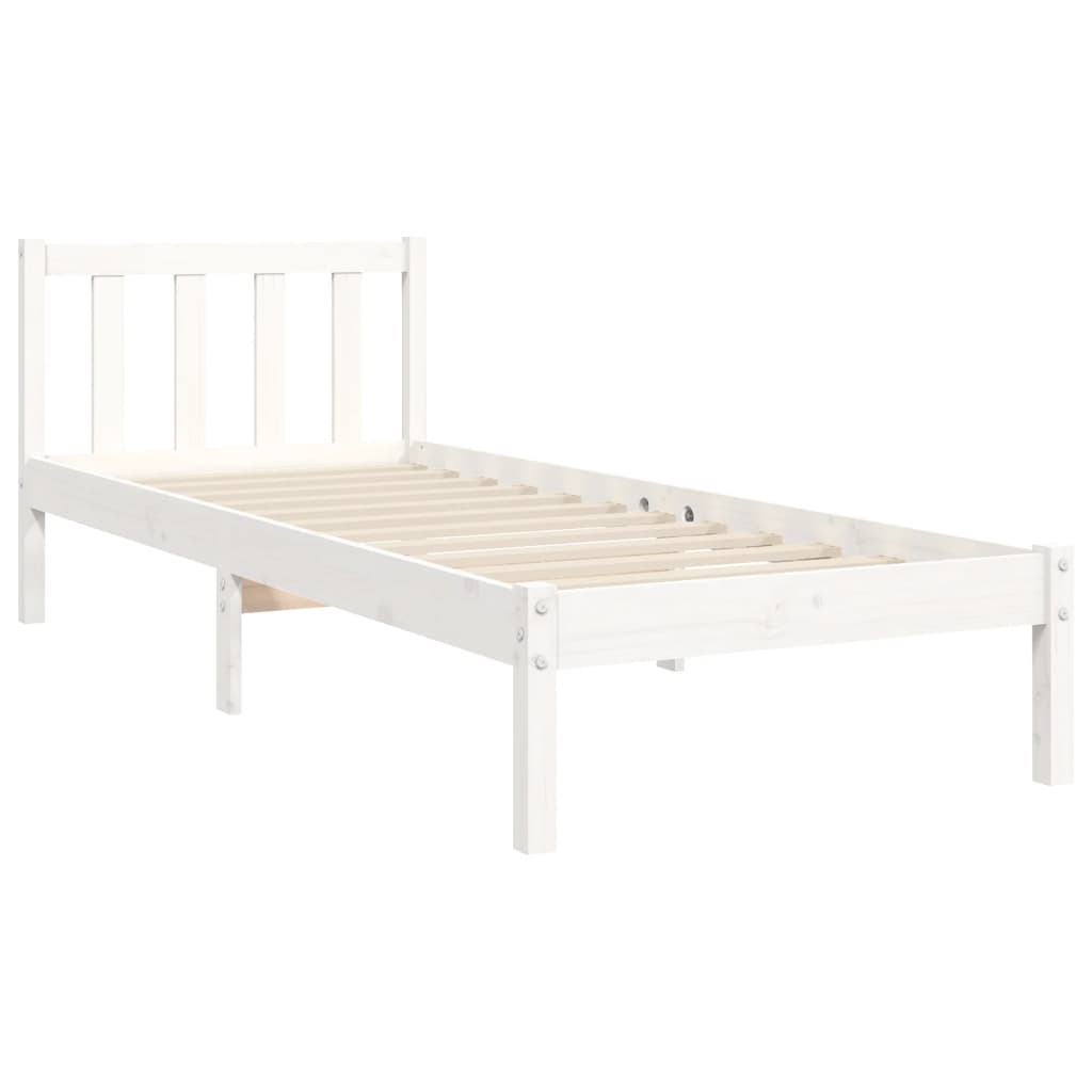 Estructura de cama individual con cabecero madera maciza blanco vidaXL