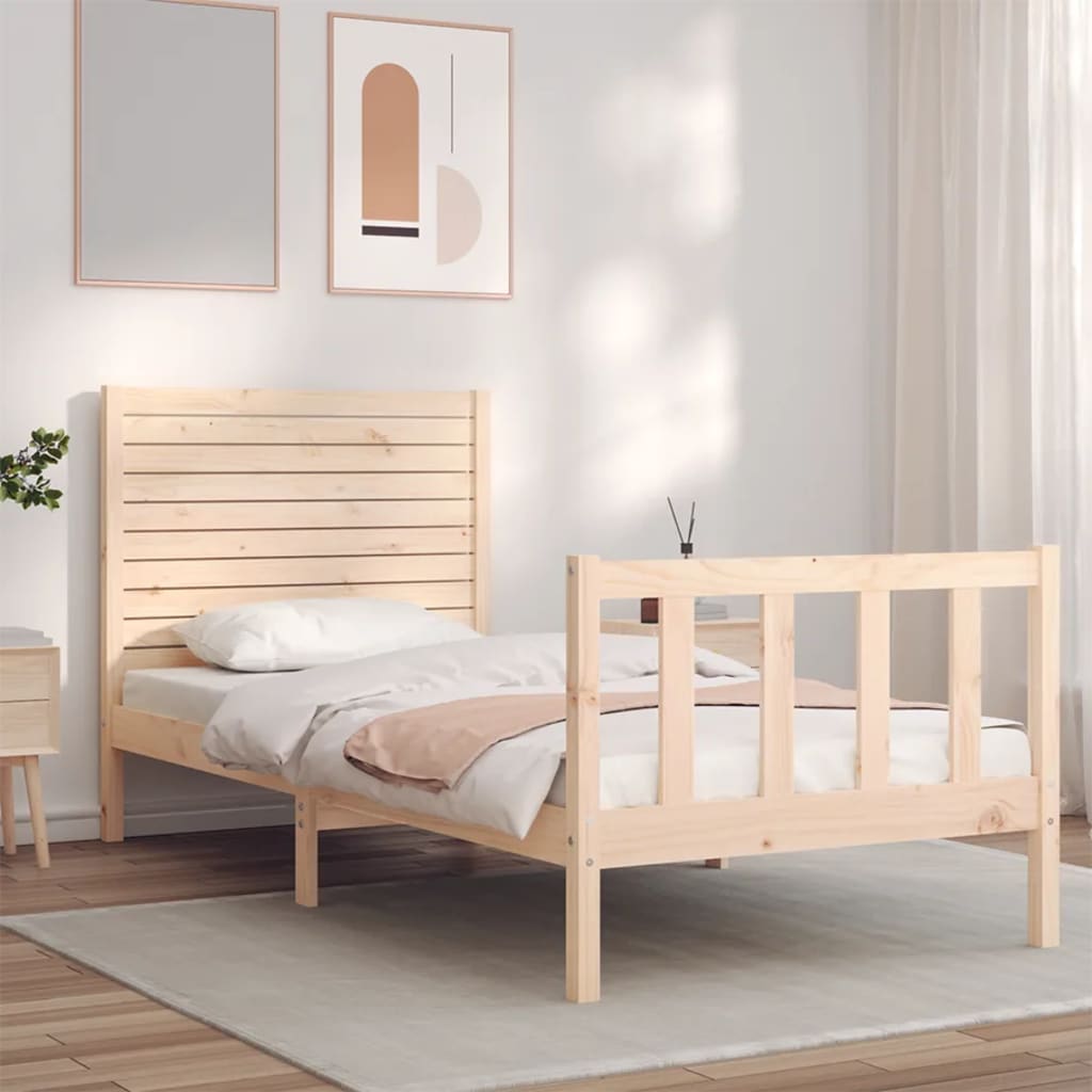 Vetonek Estructura de cama sin colchón madera maciza de pino 90x200 cm