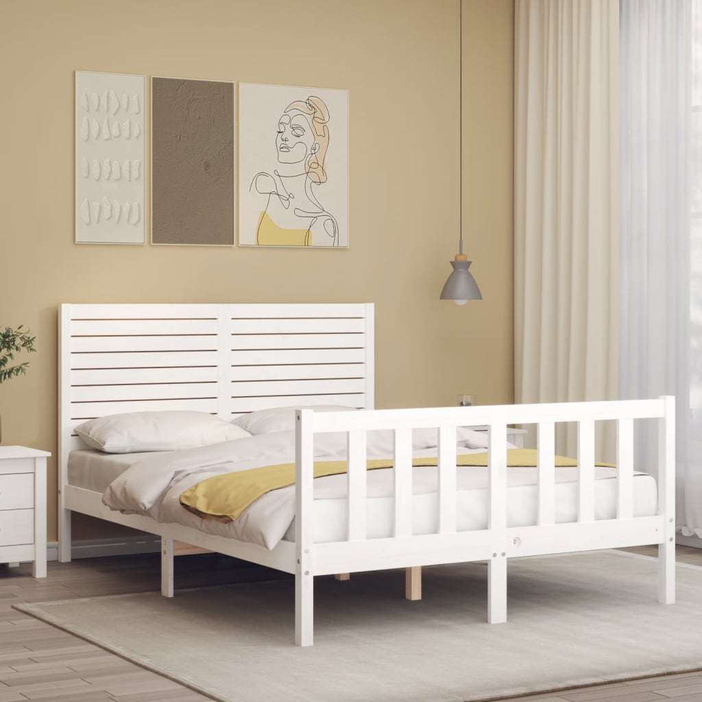 Estructura de cama sin colchón madera de pino blanca 120x200 cm vidaXL